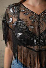 Load image into Gallery viewer, Sequin Beaded Fringe Mesh Cape
