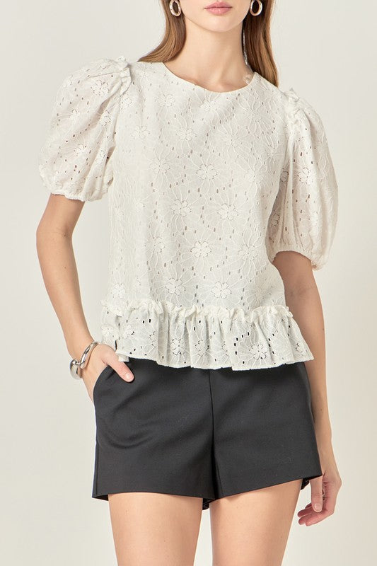 Lace Puff Sleeve Top