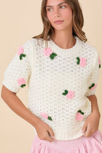 Load image into Gallery viewer, Crochet Rose Flower Sweater Knit
