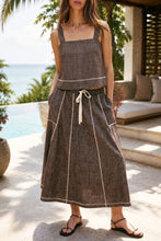 Load image into Gallery viewer, Linen Stitch Top and Midi Skirt Set
