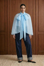 Load image into Gallery viewer, Oversized Sheer Tie-neck Cape Blouse
