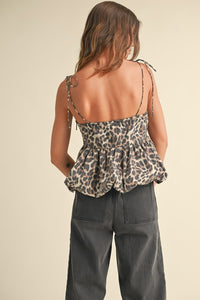 Leopard Print Bubble Hem Top