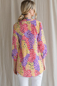 Colorful Print Collarless Top