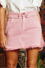 Load image into Gallery viewer, Raw Edge Hem Denim Mini Skirt
