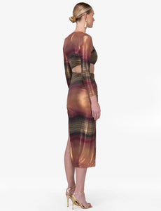 Metallic Cutout Maxi Dress