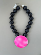 Load image into Gallery viewer, Wooden Black And Neon Disk Necklace
