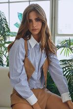 Load image into Gallery viewer, Striped Cropped Shirt Top
