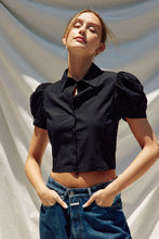 Load image into Gallery viewer, Poplin Short Puff Sleeve Blouse
