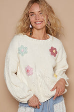 Load image into Gallery viewer, Round Neck Balloon Sleeve Floral Patches Sweater
