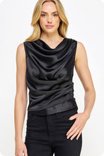 Load image into Gallery viewer, Draped Neckline Satin Blouse
