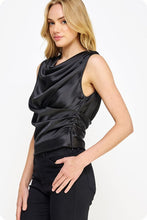 Load image into Gallery viewer, Draped Neckline Satin Blouse
