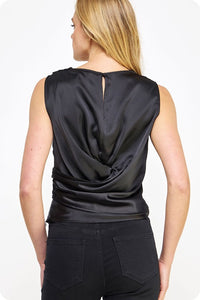 Draped Neckline Satin Blouse