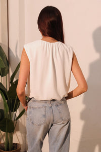 Matte Crepe Ruched Bubble Top