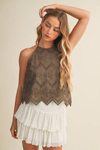 Load image into Gallery viewer, Zigzag Eyelet Halter Crop Top
