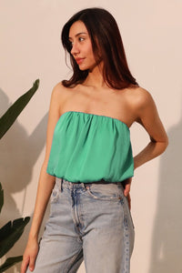 Silk Strapless Bubble Top