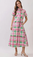 Load image into Gallery viewer, Plaid Button Down Midi Dress
