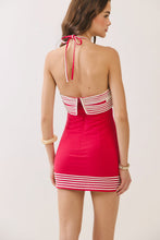 Load image into Gallery viewer, Contrast Stripe Trim Halter Mini Dress
