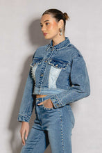 Load image into Gallery viewer, Pearl Heart Denim Jacket

