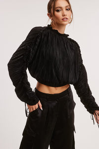 Long Sleeves Pleated Blouse
