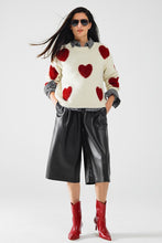 Load image into Gallery viewer, Cozy Cream Red Hearts Sweater
