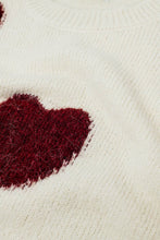 Load image into Gallery viewer, Cozy Cream Red Hearts Sweater
