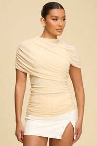Mesh Mock Neck Short Sleeve Top