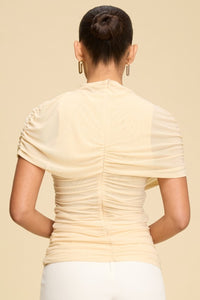 Mesh Mock Neck Short Sleeve Top