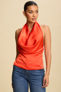 Drape Satin Cowl Top
