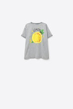 Load image into Gallery viewer, Wash Grey T-shirt With Lemon Graphic
