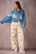 Load image into Gallery viewer, Lace Trim Dolman Denim Jacket
