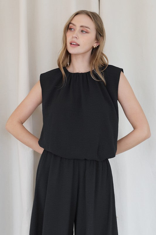 Matte Crepe Ruched Bubble Top