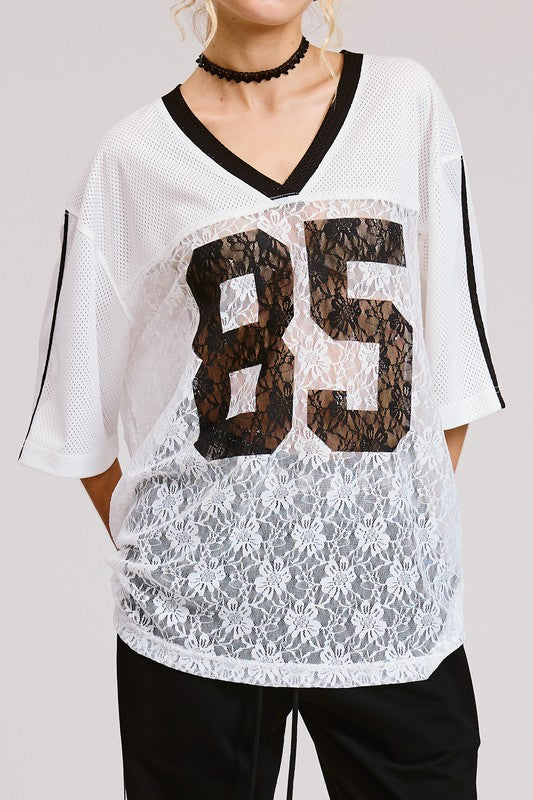 Jersey Top Contrast Lace