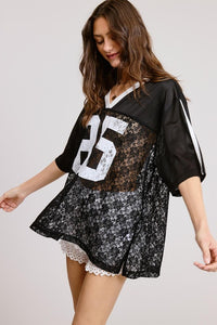 Jersey Top Contrast Lace