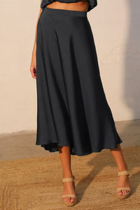 Silk Midi Swing Skirt