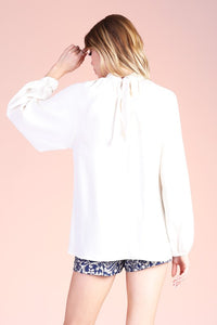 Silk Twisted Neck Long Sleeve Top