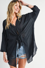 Load image into Gallery viewer, Tie-Front Dolphin Hem Tunic Shirt

