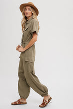 Load image into Gallery viewer, Cargo Button Down Jumpsuit
