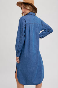 Denim Longline Shirt Midi Dress