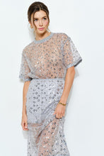 Load image into Gallery viewer, Short Sleeve Sequin Embroidered Mesh Top
