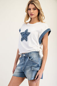 Denim Star Side Drawstring Top