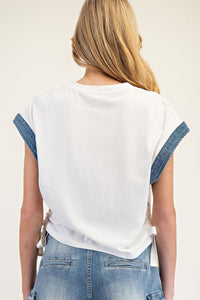 Denim Star Side Drawstring Top