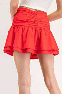 Ribbon Tie Ruched Skort