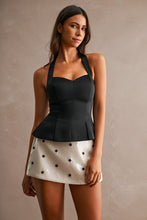 Load image into Gallery viewer, Solid Sweetheart Neckline Halter Peplum Top
