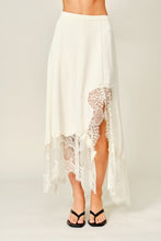 Load image into Gallery viewer, Romatic Lace Trim Asymmetric Midi Skirt
