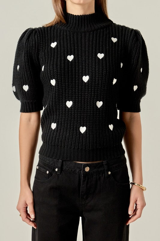 Heart Embroidery Sweater