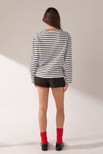 Load image into Gallery viewer, Heart Embroidered Stripe T Shirt
