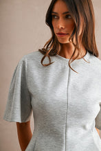 Load image into Gallery viewer, Scuba Round Neck Peplum Hem Top
