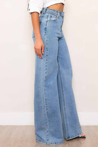 Waist Snap Button High-Rise Jeans