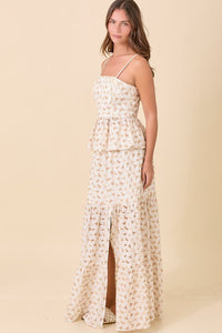 Floral Eyelet Maxi Skirt