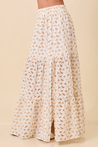 Floral Eyelet Maxi Skirt